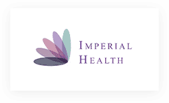 A purple and blue logo for imperial health.